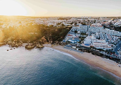 Shoreline of Algarve in Portugal