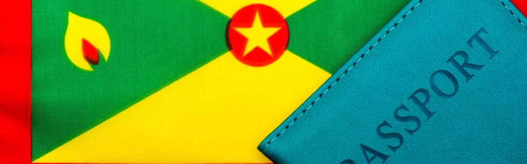 a passort wallet on a grenadian flag