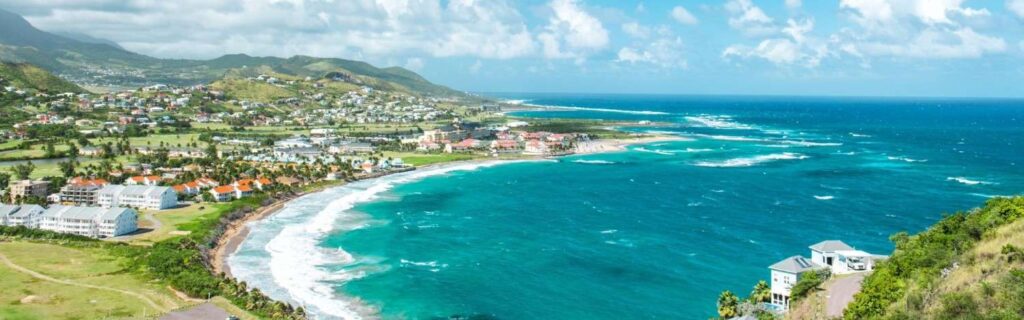 colorful view of scenic bay with blue water in saint kitts