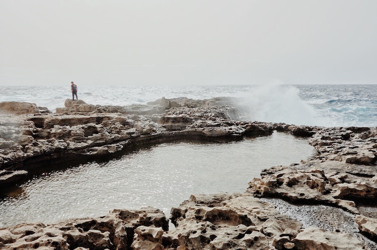 Tidal pools by the ocean in Malta 