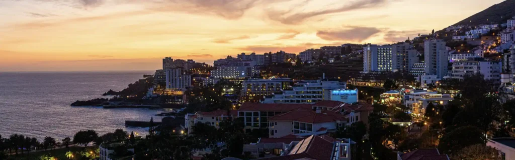 sunset in Funchal in Madeira Island