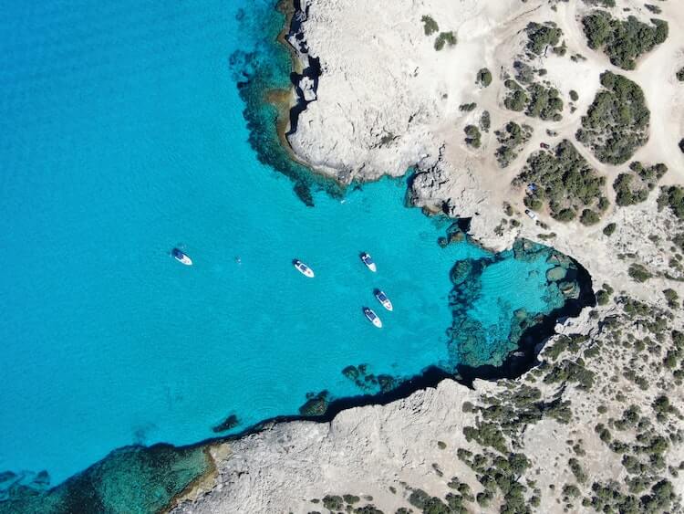 An aerial view of the ocean in Cyprus.