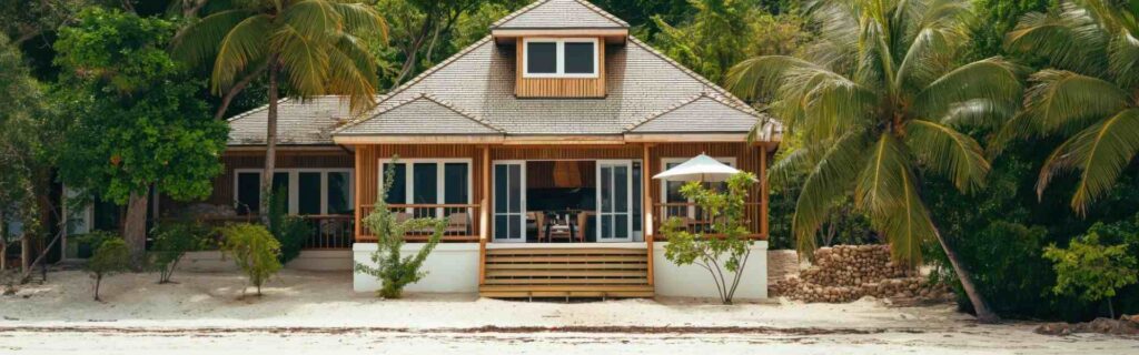 front view of small family bungalow in vanuatu