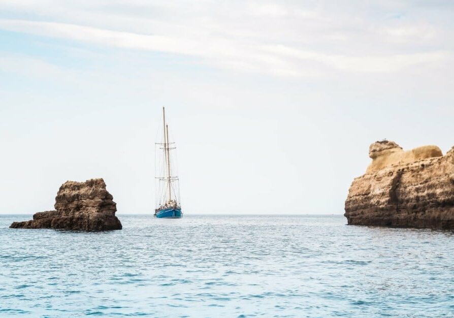 ship travelling the sea in Portugal