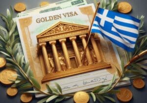 Greece Golden visa with a Greek Flag