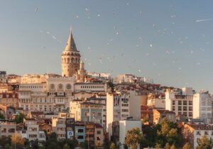 Sunny day in Istanbul, Turkey, featuring Galata Tower and cityscape