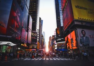Street view of New York City's Times Square in the United States - US investor visa