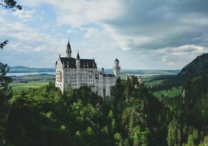 Castle on a hilltop in Germany with lots of trees in foreground - remote working in Europe with a visa