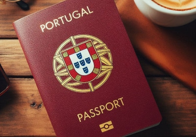 Portuguese passport on a table