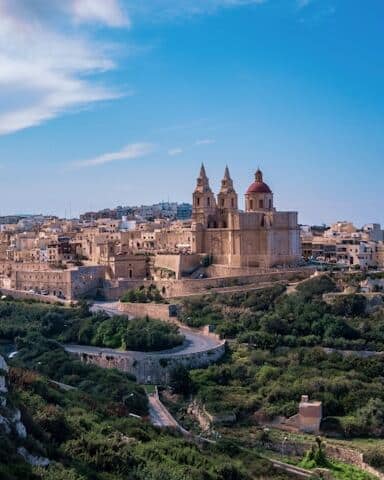 An overview of brown monuments buildings in Malta. 