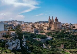 Aerial view of castle in Mellieha, Malta - easy citizenship to get in Malta