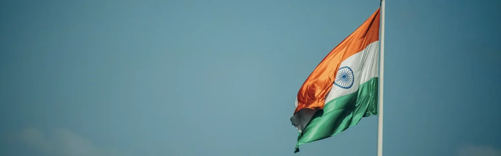 indian flag on a blue sky