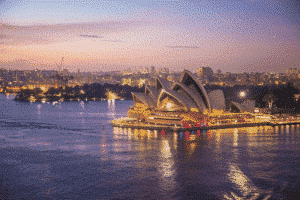 Sydney Opera House in Australia at dusk - Best countries for American families