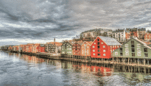 Colorful city in Norway on the water's edge - places for Americans to move to abroad