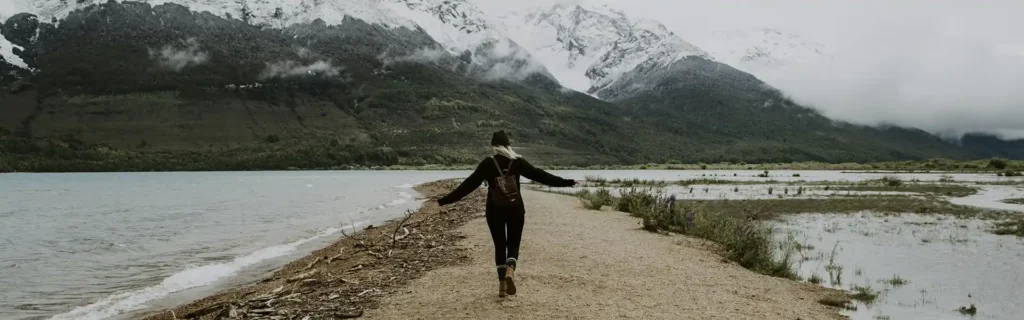 woman hiking in New Zealand