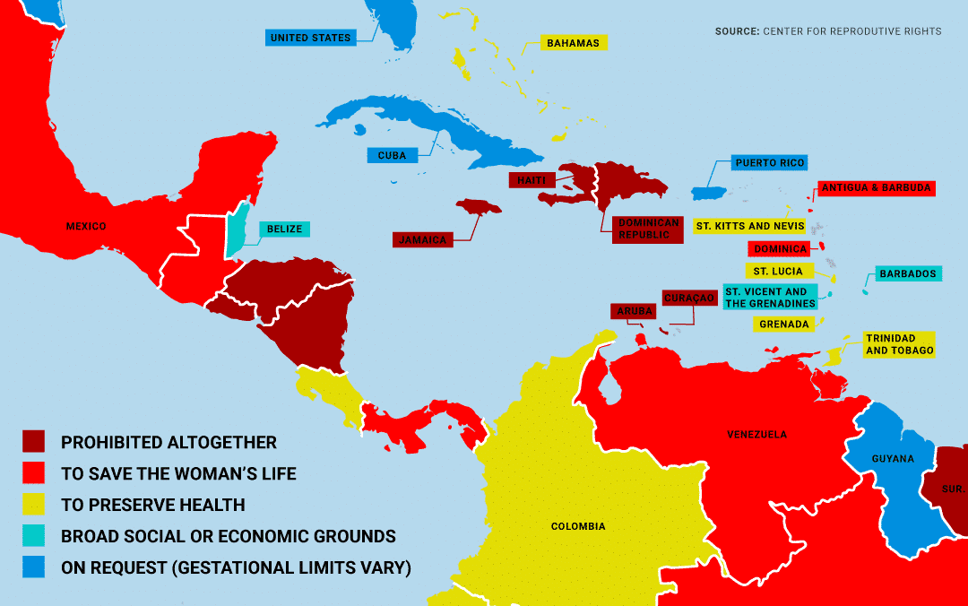Legal status of abortion in the Caribbean