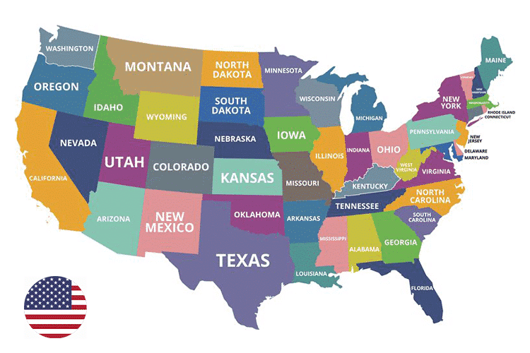 map of united states and the states