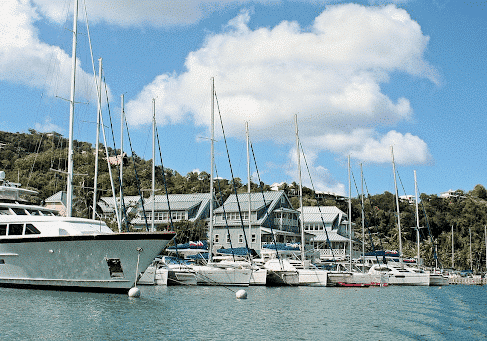 boats and yachts anchored in Marigot bay, St Lucia