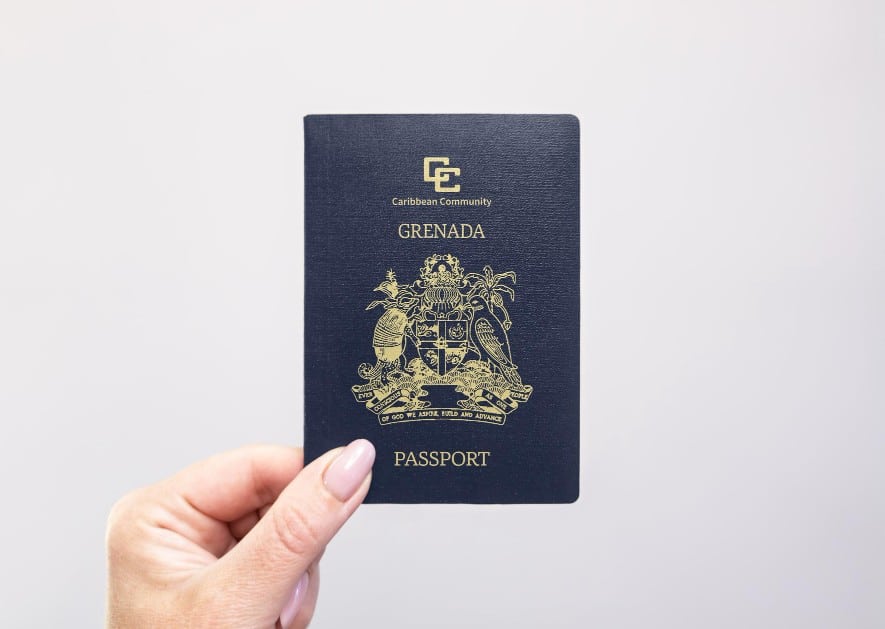 person holding a grenadian passport for renewal