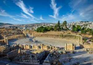 Aerial view of city buildings in the ruins in Jerash - Jordan citizenship by investment