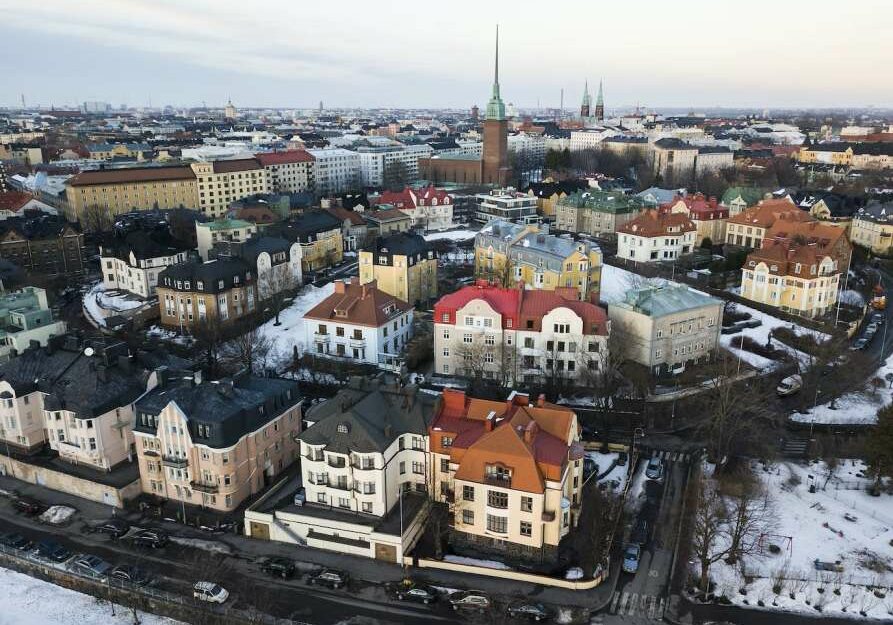 Top view of snowy Helsinski, Finland - countries in Europe to live in