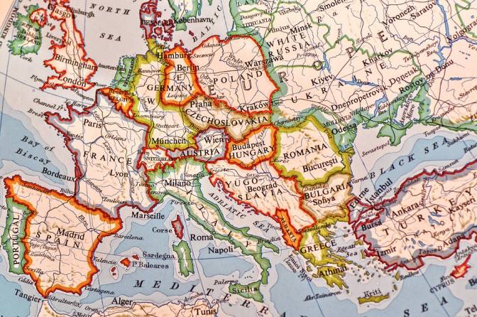 Colorful map focused on European continent - Countries With Birthright Citizenship
