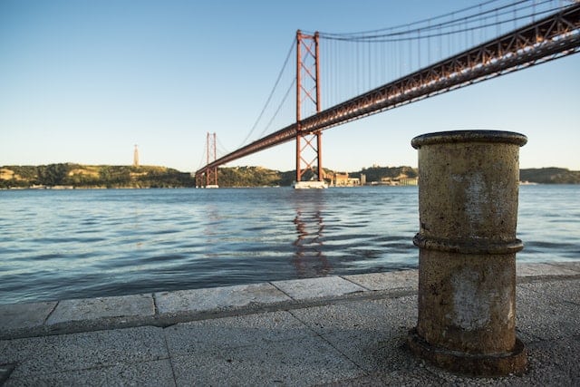 Vasco Da Gama bridge in Portugal, view from below - bank deposits for Golden Visa