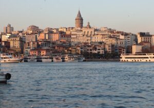 View of Galata Tower from the ocean in Turkey - easy route to European citizenship