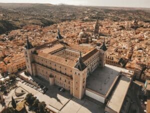 An aerial overview of a city in Spain. 