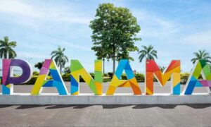 Panama city sign in multicolour large letters