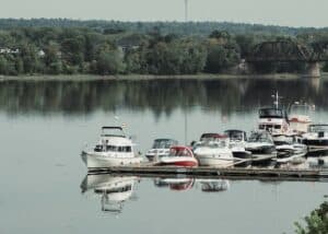 a boat on the water in Fredericton, Canada