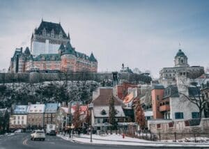 A scenic view of Québec City in winter