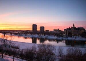 South Saskatchewan River with buildings