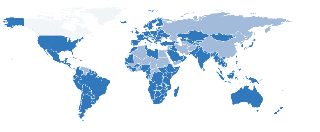 Map of Canada visa free countries