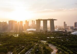 View of Marina Bay Sands Resort in Singapore at sunset - crypto tax haven in Asia
