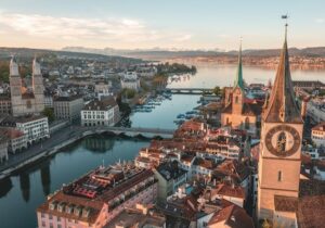 Aerial view of the city of Zurich, Switzerland - best crypto tax haven country
