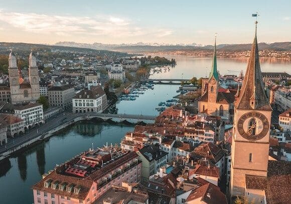 Bird's eye view of Zytglogge tower in Bern, which stands at the end of the Kramgasse - Switzerland as a crypto-friendly country