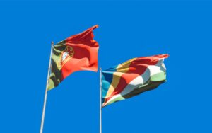 Flags waving in the wind against a bright blue clear sky - dual nationality benefits
