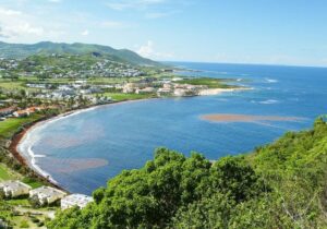 aerial view of bay in st kitts and nevis