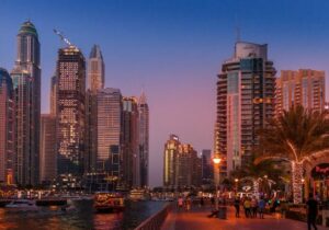 Night-time view of Dubai in the United Arab Emirates - UAE Golden Visa