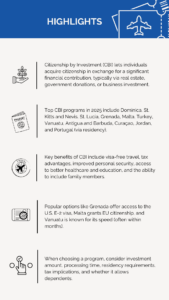 Highlights - Best Citizenship by Investment Programs