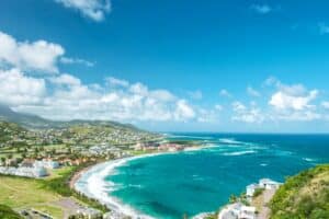 nature landscape turquoise sea blue sky panoramic view caribbean island st kitts