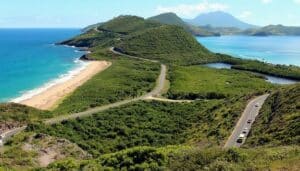 Landscape along coastline of St Kitts and Nevis - low-tax countries for expats