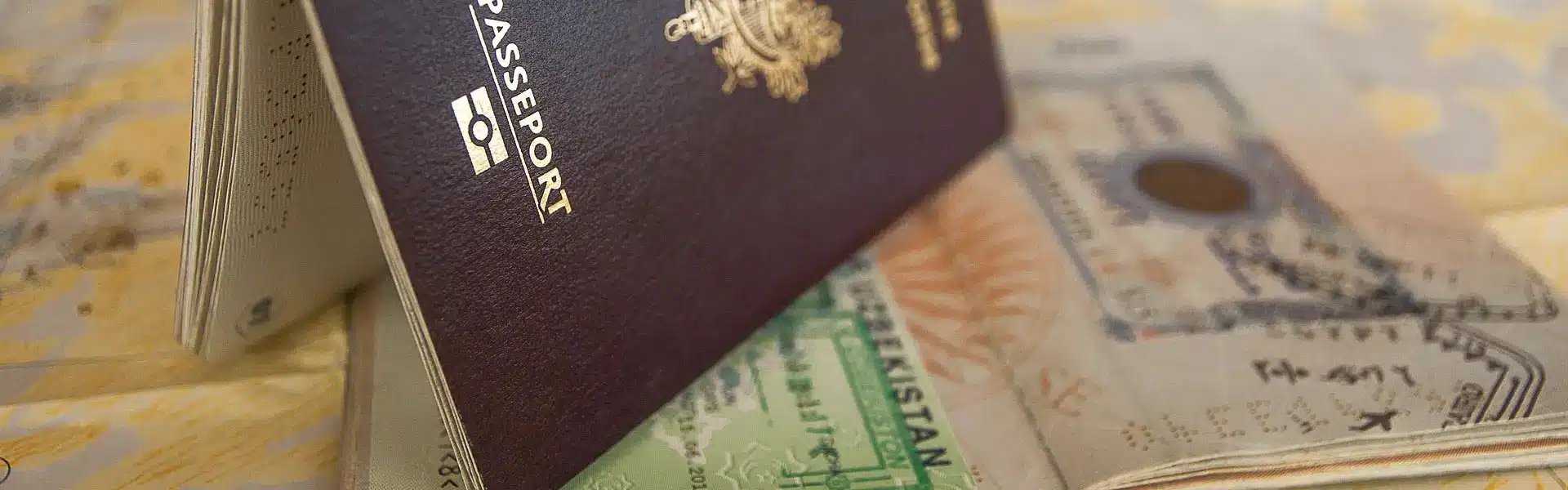 passports over a map