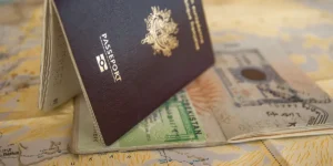 passports over a map