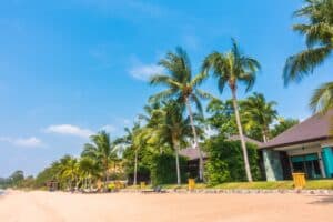 Row of beach cottages in St Lucia - immigrating to Caribbean with adult children