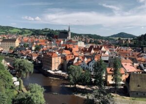 View of the UNESCO World Heritage Site Cesky Krumlov in the Czech Republic - paying taxes as a European digital nomad