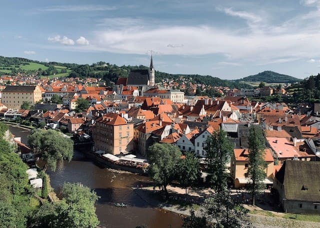 City alongside a river in Czech Republic - safest country in Europe