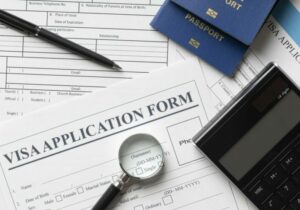 Vis application form on table