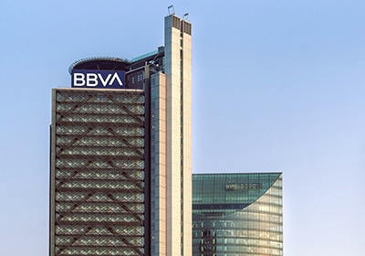 BBVA logo on a skyscraper - top banks in the world